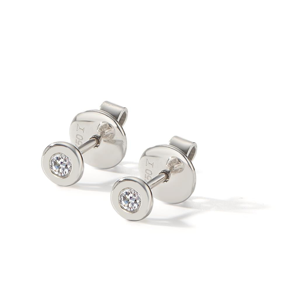 Pendientes 750/oro blanco de 18 quilates Diamante 0.08 ct, 2 piedras, w-si Ø4.5 mm