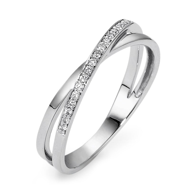 Fingerring 750/18 K Weissgold Diamant 0.10 ct, 21 Steine, w-si