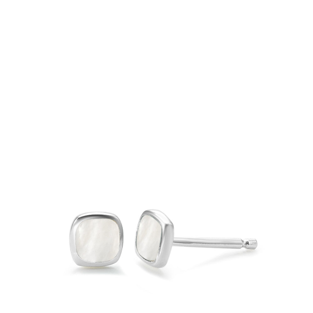 Stud earrings Silver Mother of pearl Ø5 mm