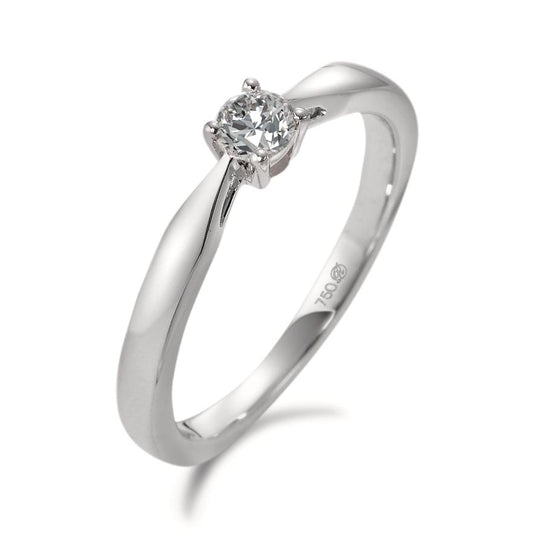 Solitär Ring 750/18 K Weissgold Diamant weiss, 0.15 ct, w-si