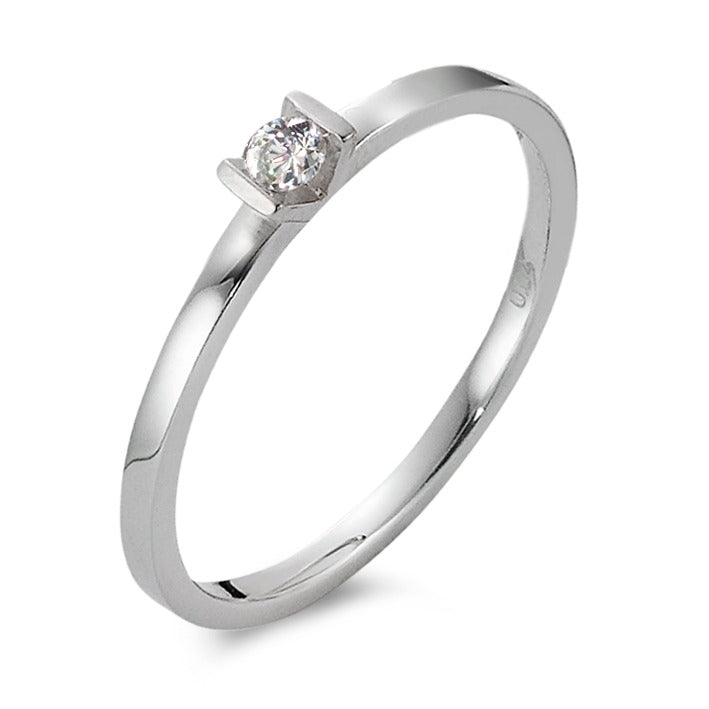 Solitär Ring 750/18 K Weissgold Diamant weiss, 0.07 ct, Brillantschliff, w-si