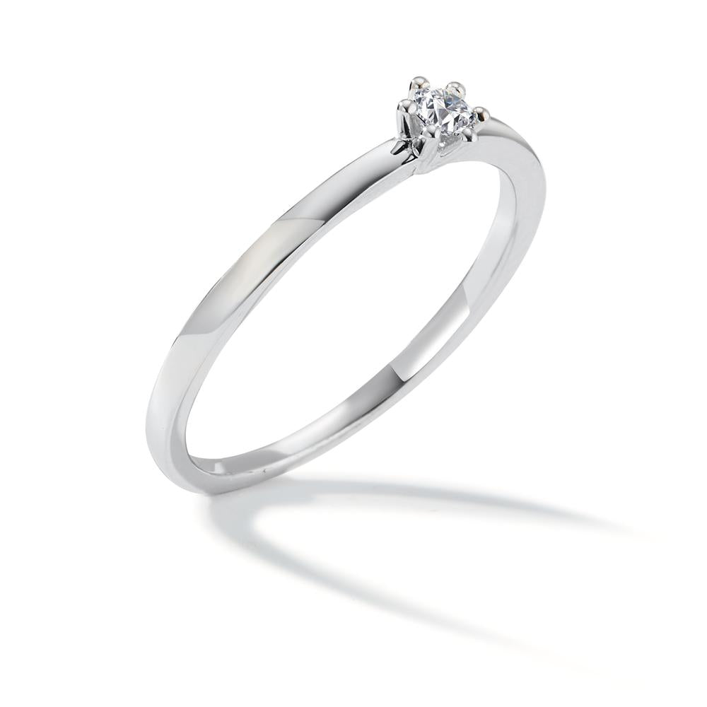 Solitär Ring 750/18 K Weissgold Diamant weiss, 0.07 ct, Brillantschliff, w-si