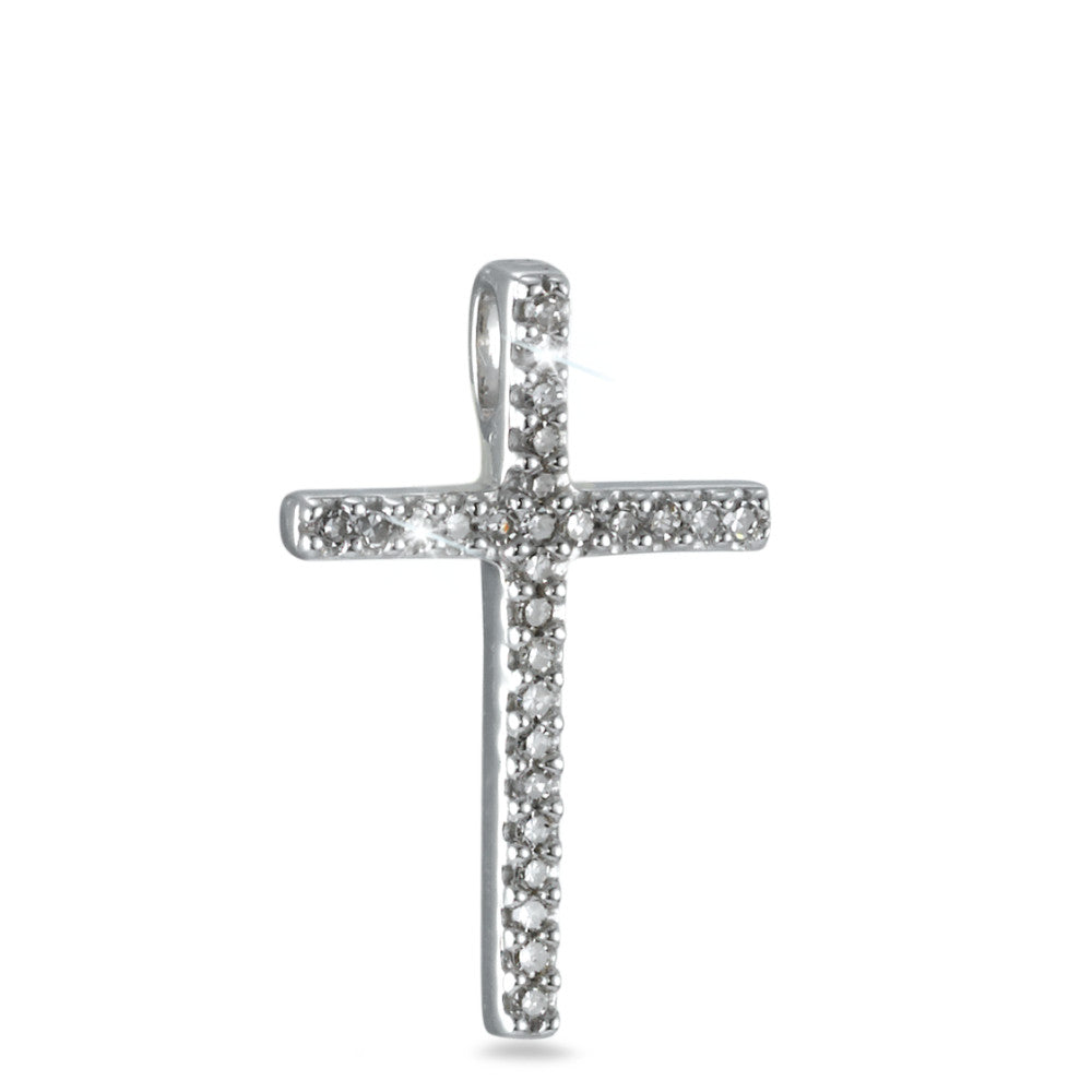 Pendentif Or blanc 18K Diamant 0.10 ct, 27 Pierres, p1 Croix