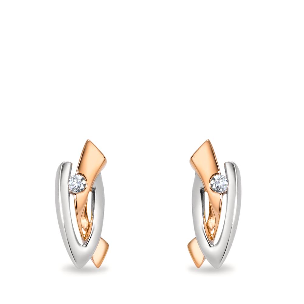 Stud earrings 18k White Gold, 18k Red Gold Diamond 0.03 ct, 2 Stones, w-si