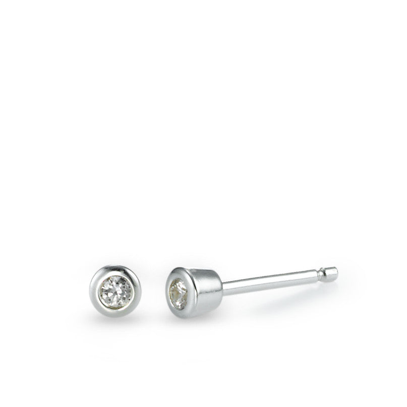 Stud earrings Silver Zirconia 2 Stones Ø3.5 mm