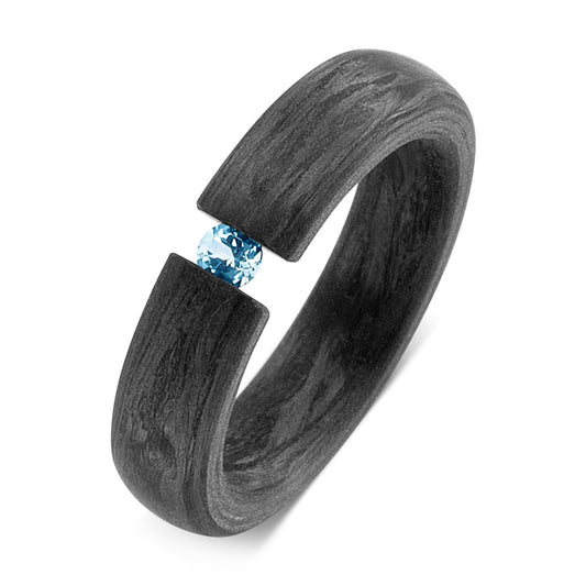 Fingerring Carbon Topas blau