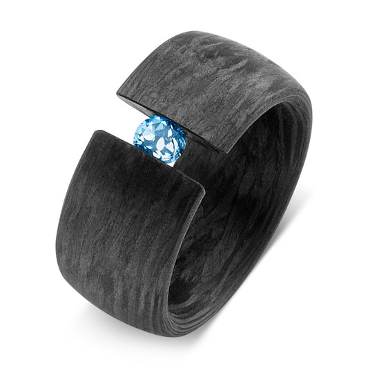 Fingerring Carbon Topas blau