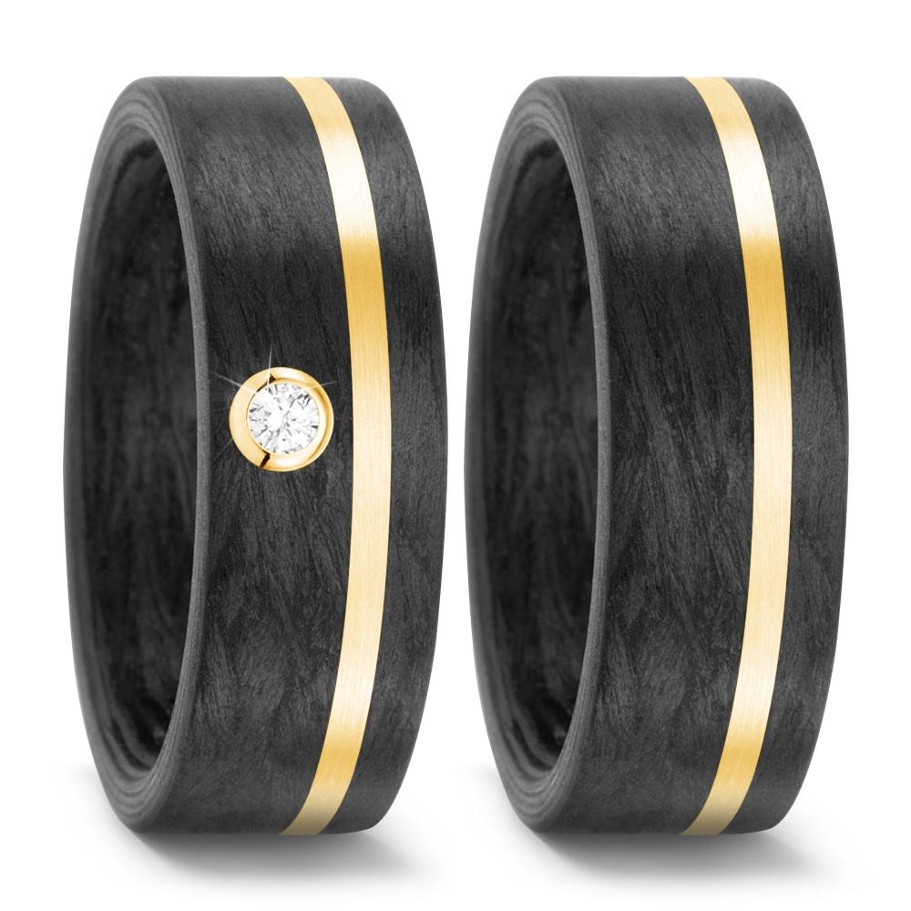 Partnerring 750/18 K Gelbgold, Carbon