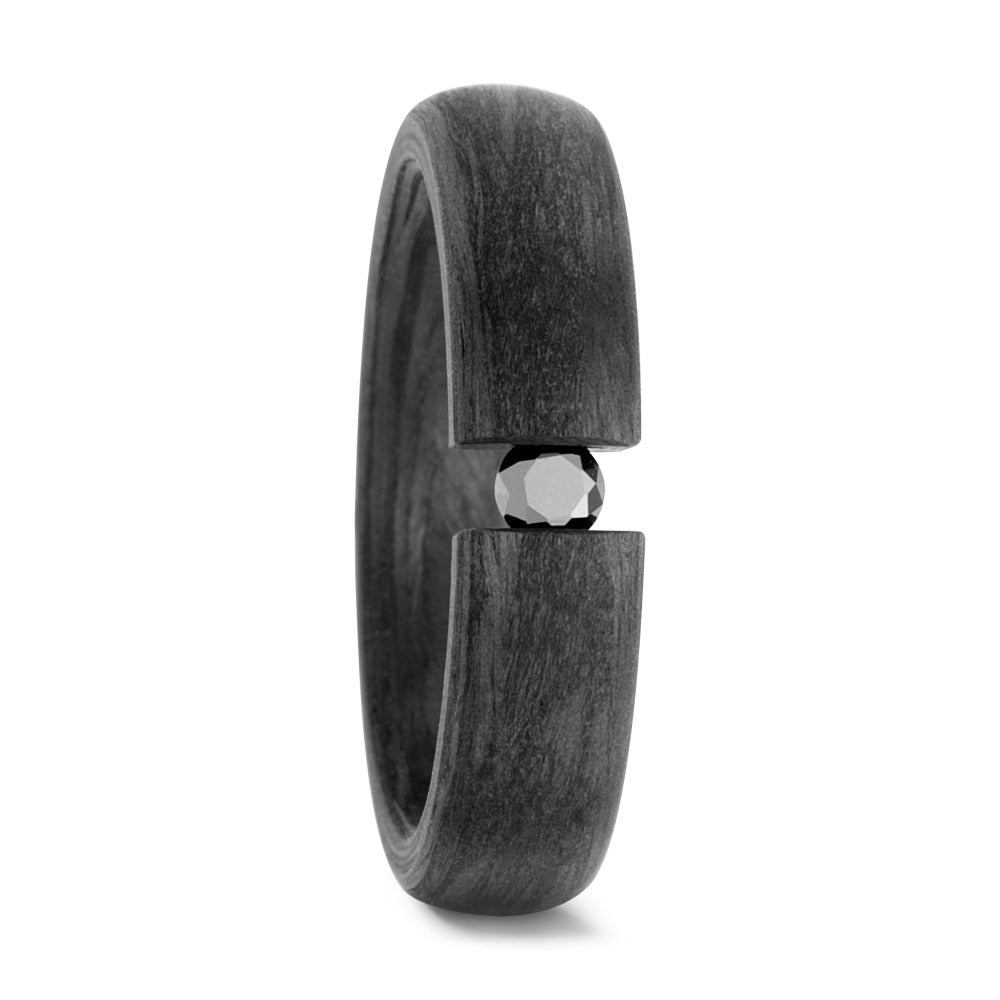 Fingerring Carbon Diamant schwarz, 0.10 ct, w-si