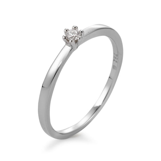 Solitär Ring 750/18 K Weissgold Diamant weiss, 0.05 ct, Brillantschliff, w-si