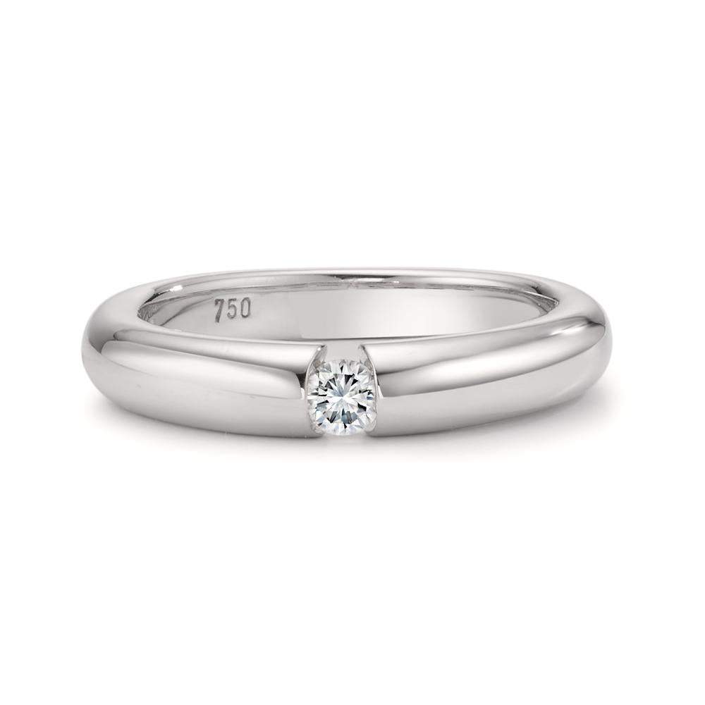 Bague solitaire Or blanc 18K Diamant blanc, 0.10 ct, brillant, w-si