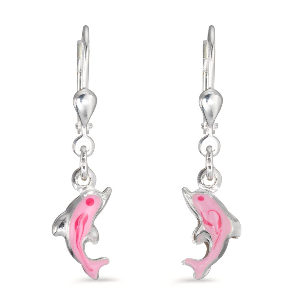 Drop Earrings Silver Lacquered Dolphin