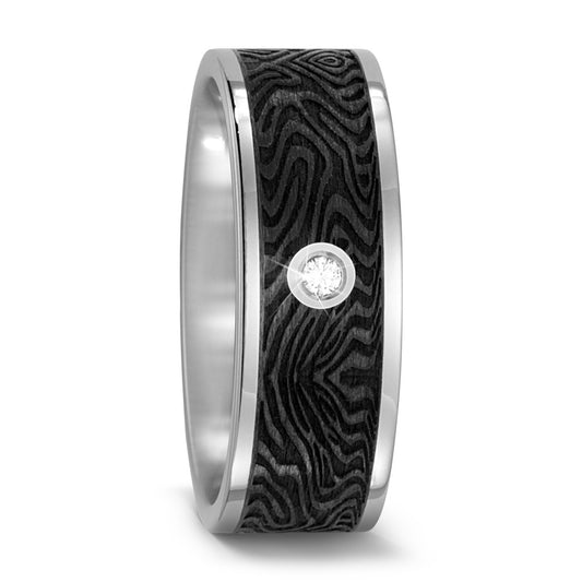 Wedding Ring Titanium, Carbon Diamond 0.03 ct, w-si