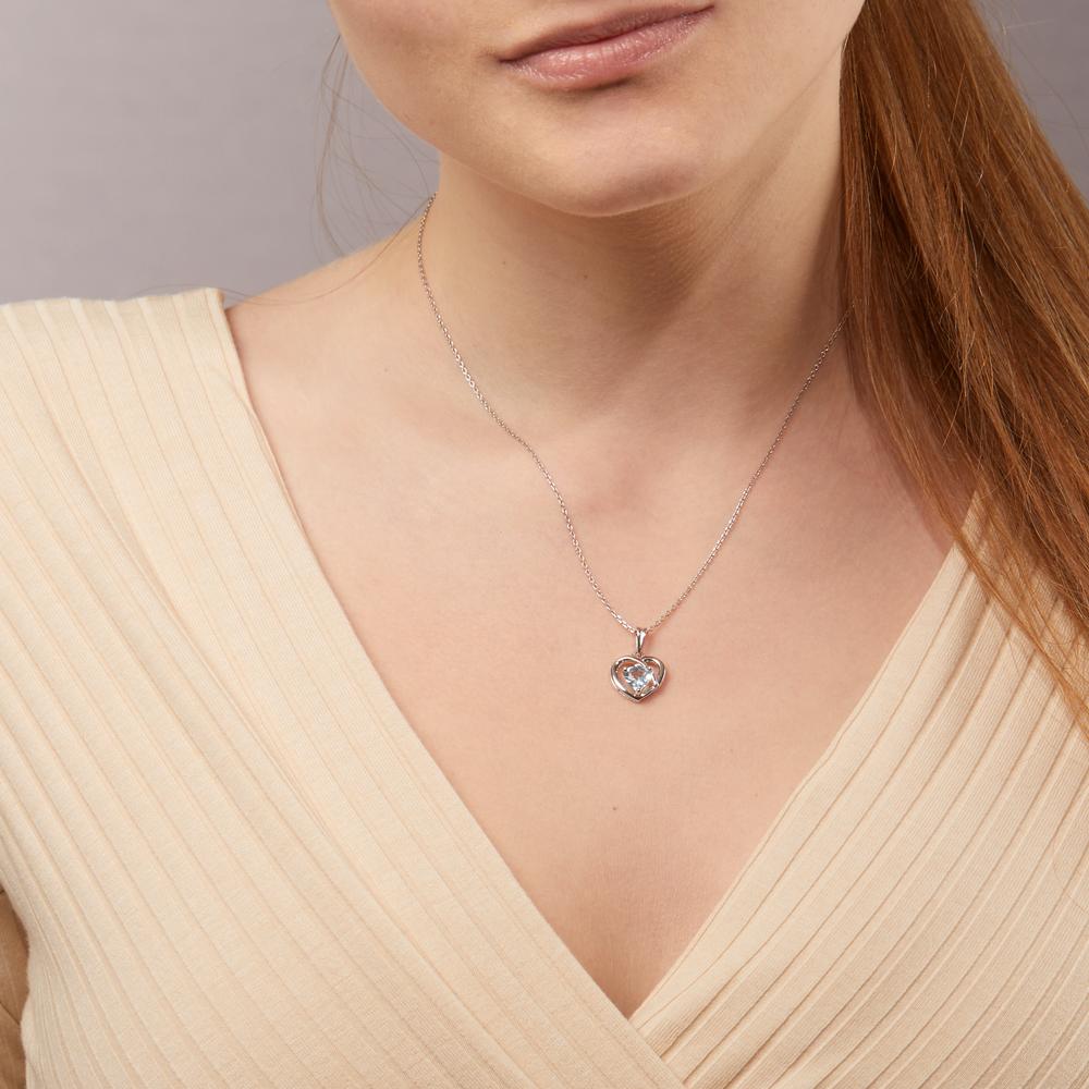 Pendant 18k White Gold Topaz Blue Heart Ø12 mm