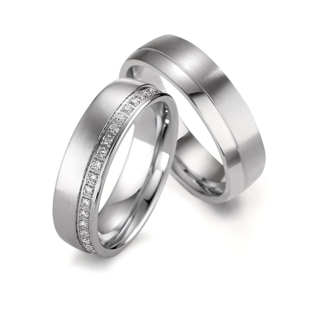 Partnerring Edelstahl Zirkonia