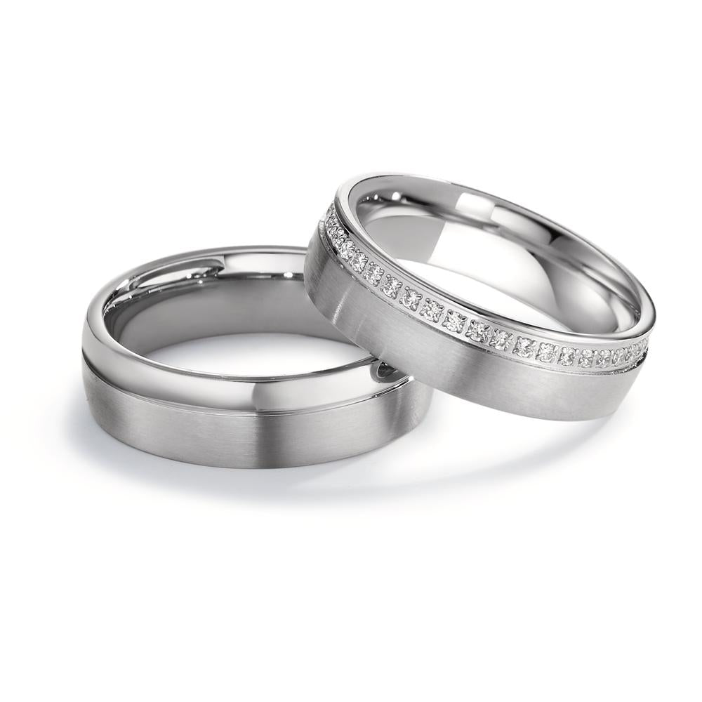 Partnerring Edelstahl Zirkonia