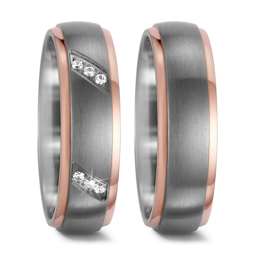 Partnerring Titan Zirkonia 15 Steine IP beschichtet