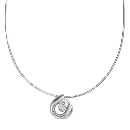 Halskette mit Anhänger Silber Zirkonia 6 Steine rhodiniert Ø14 mm