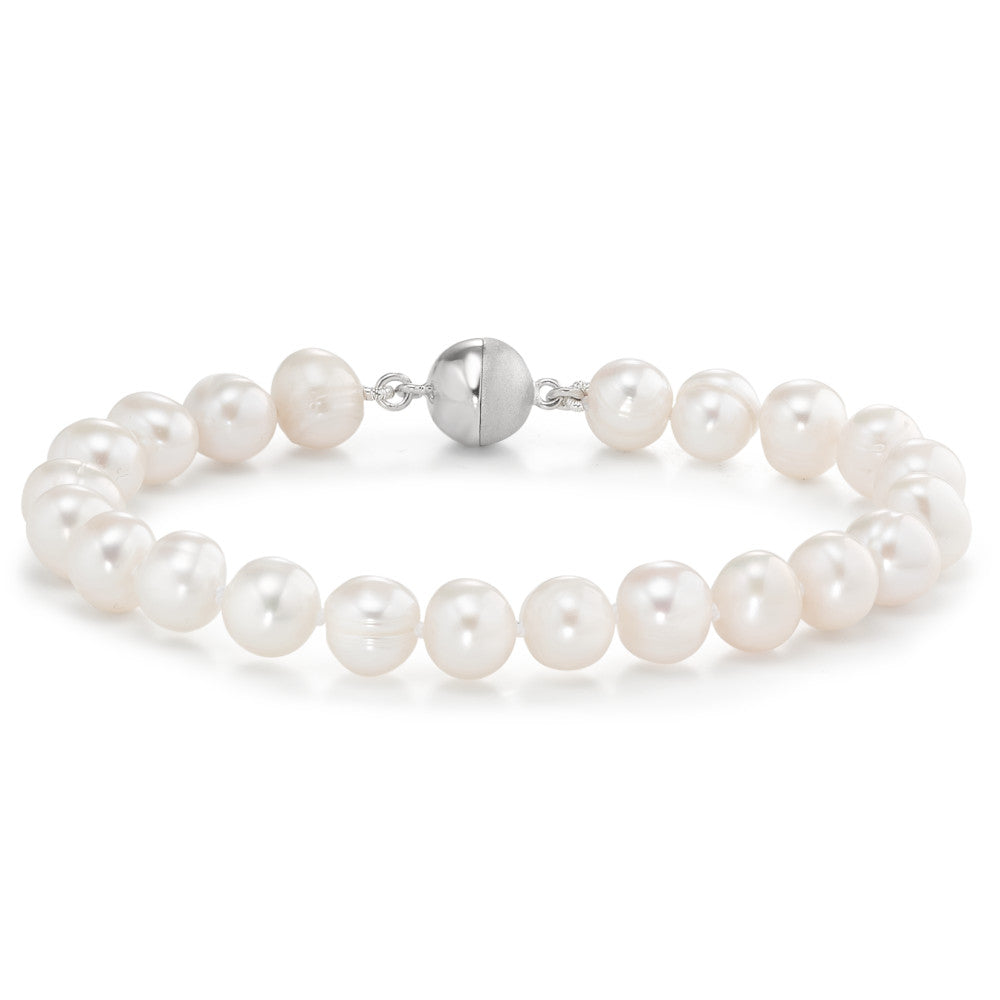 Bracelet Silver Rhodium plated Freshwater pearl 19 cm