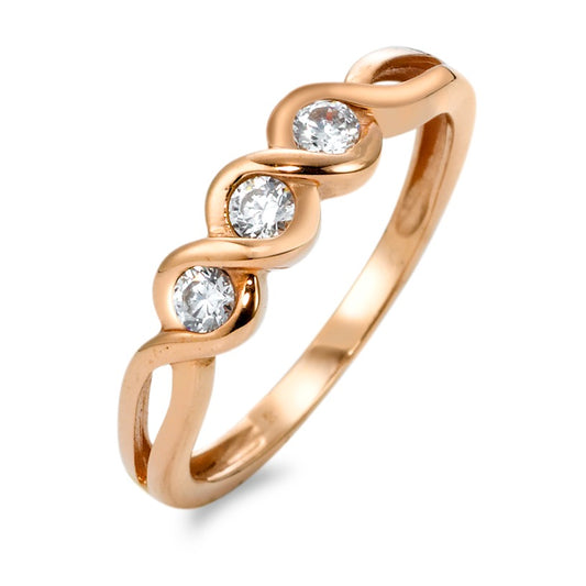 Fingerring 375/9 K Rosegold Zirkonia 3 Steine