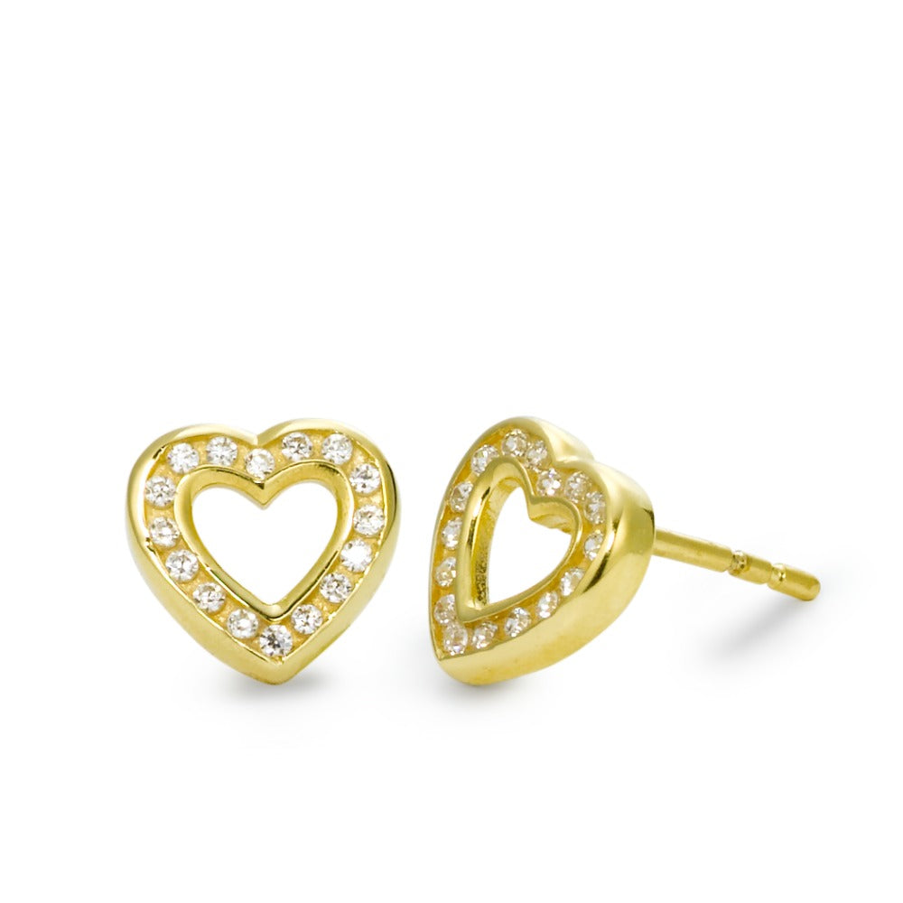 Clous d'oreilles Or jaune 9K Zircone Coeur Ø8 mm