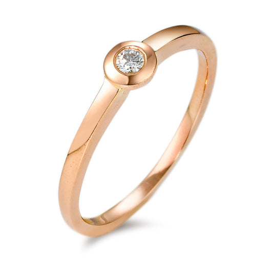 Solitär Ring 585/14 K Rosegold Diamant 0.10 ct, w-si