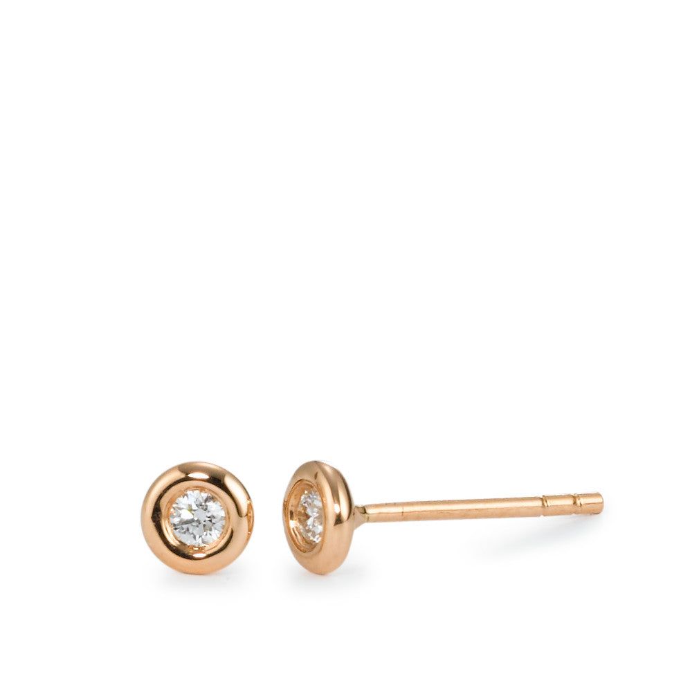 Clous d'oreilles Or rouge 18K Diamant 0.08 ct, 2 Pierres, w-si Ø4.5 mm