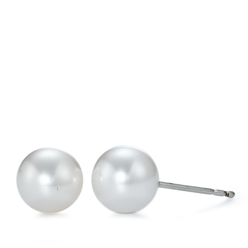 Clous d'oreilles Or blanc 18K perle d'eau douce