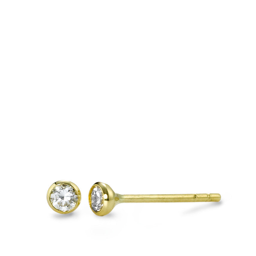 Clous d'oreilles Or jaune 18K Zircone 2 Pierres Ø3 mm