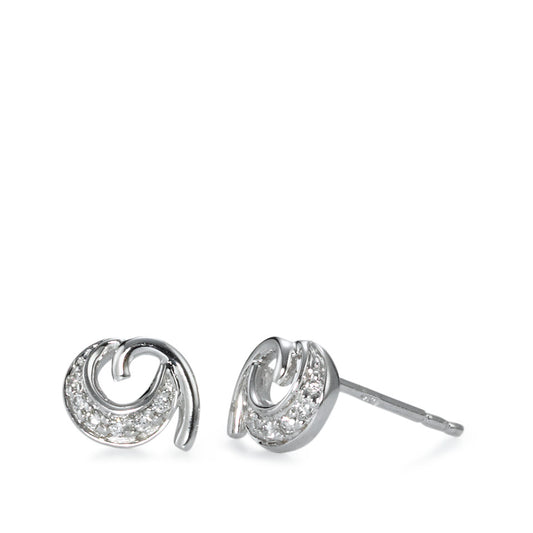 Clous d'oreilles Or blanc 18K Diamant 0.07 ct, 12 Pierres, w-si Ø8 mm