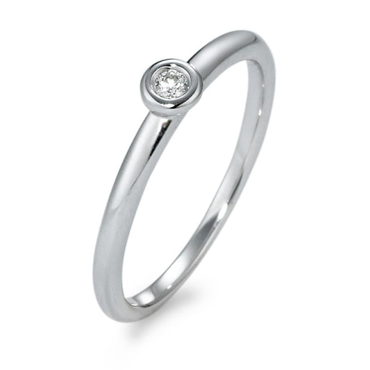 Solitär Ring 750/18 K Weissgold Diamant 0.04 ct, w-si