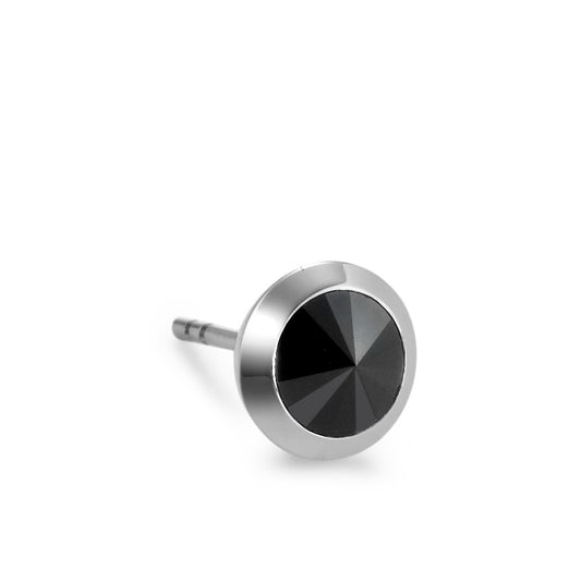 Orecchini a bottone 1 pz Acciaio inossidabile Zirconia nero Ø7.5 mm