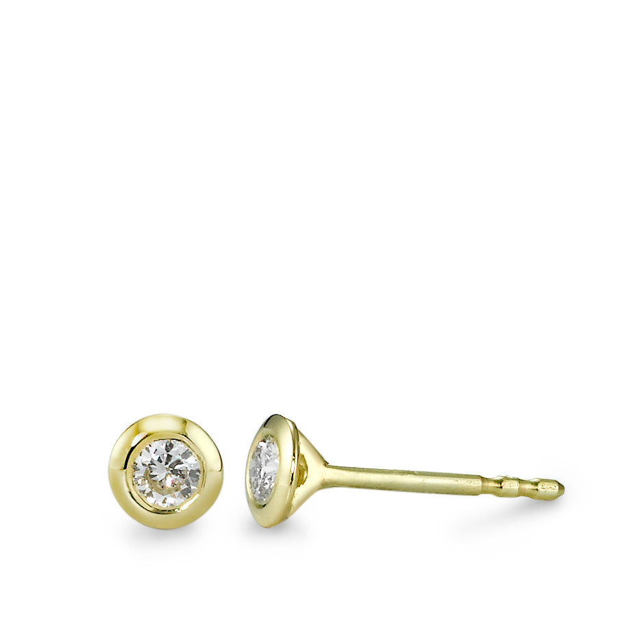 Orecchini a bottone Oro giallo 585/14 kt Diamante 0.15 ct, 2 pietra, w-si Ø4 mm