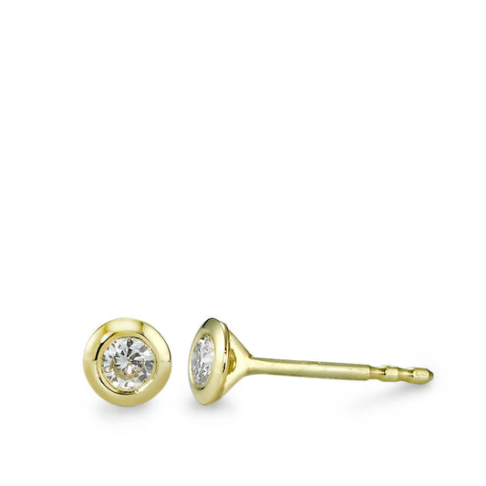 Clous d'oreilles Or jaune 14K Diamant 0.15 ct, 2 Pierres, w-si Ø4 mm