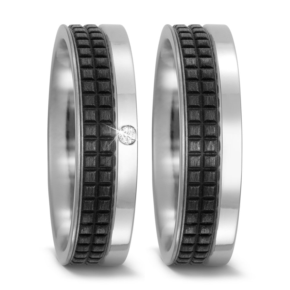 Partnerring Titan, Carbon Diamant 0.02 ct, w-si