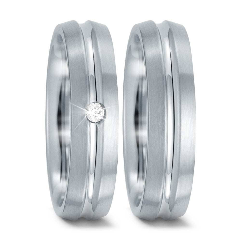 Partnerring Edelstahl Zirkonia