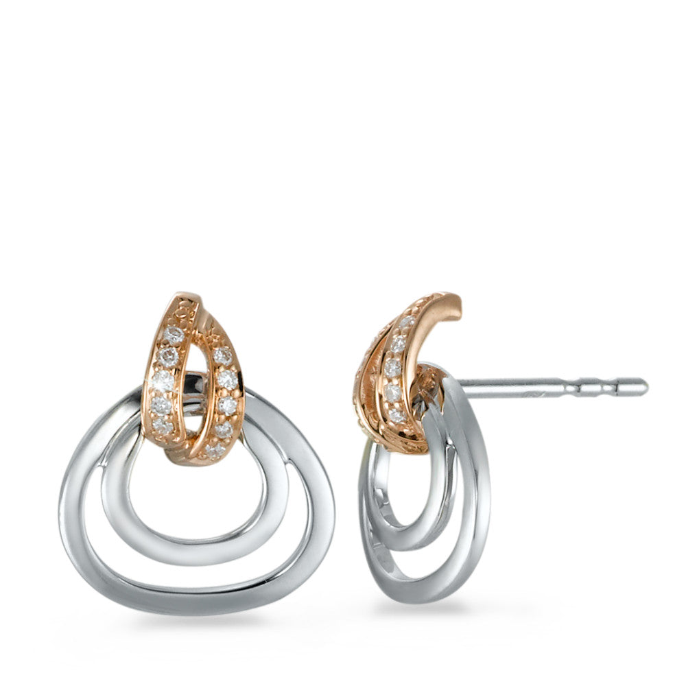 Clous d'oreilles Or rouge 18K, Or blanc 18K Diamant 0.06 ct, 20 Pierres, brillant, w-si