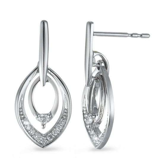 Pendant d'oreilles Or blanc 18K Diamant 0.12 ct, 20 Pierres, brillant, w-si