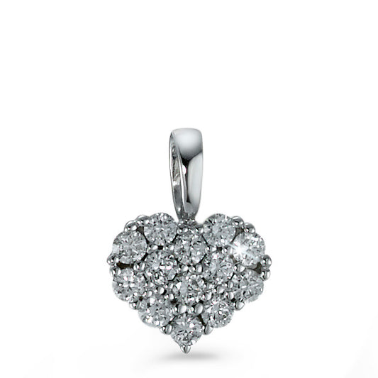 Pendentif Or blanc 18K Diamant 0.18 ct, 13 Pierres, brillant, w-si Coeur