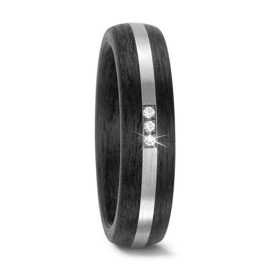 Partnerring 500 Palladium, Carbon Diamant 0.021 ct, 3 Steine, w-si