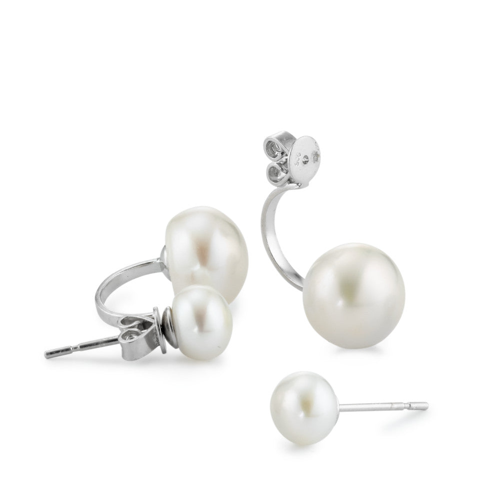 Stud earrings Silver Rhodium plated Freshwater pearl