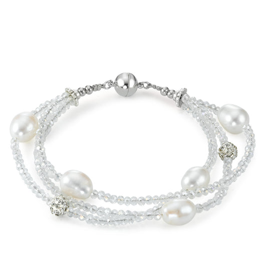 Bracelet Stainless steel Crystal Freshwater pearl 18 cm