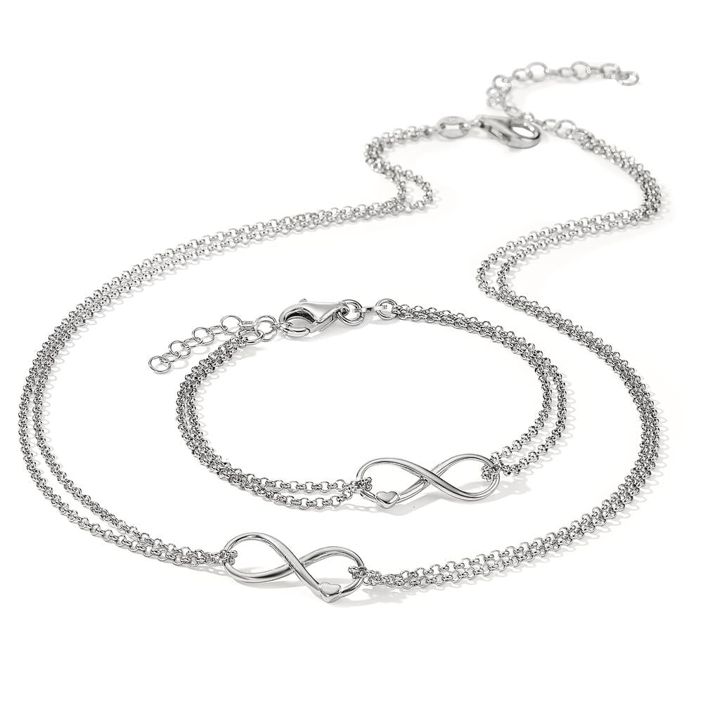 Armband Silber rhodiniert Infinity mit Herz verstellbar