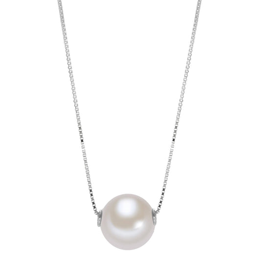 Collana Oro bianco 750/18 carati Perla coltivata d'acqua dolce 40 cm