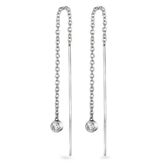 Boucles d'oreilles pendantes Acier inoxydable Zircone 2 Pierres 10 cm