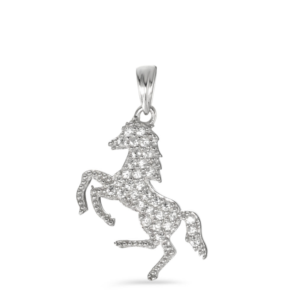 Pendentif Argent Zircone Rhodié Cheval