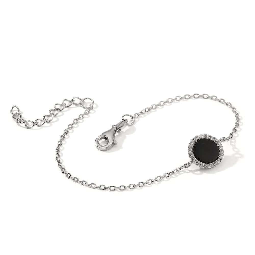 Armband Silber Onyx rhodiniert verstellbar