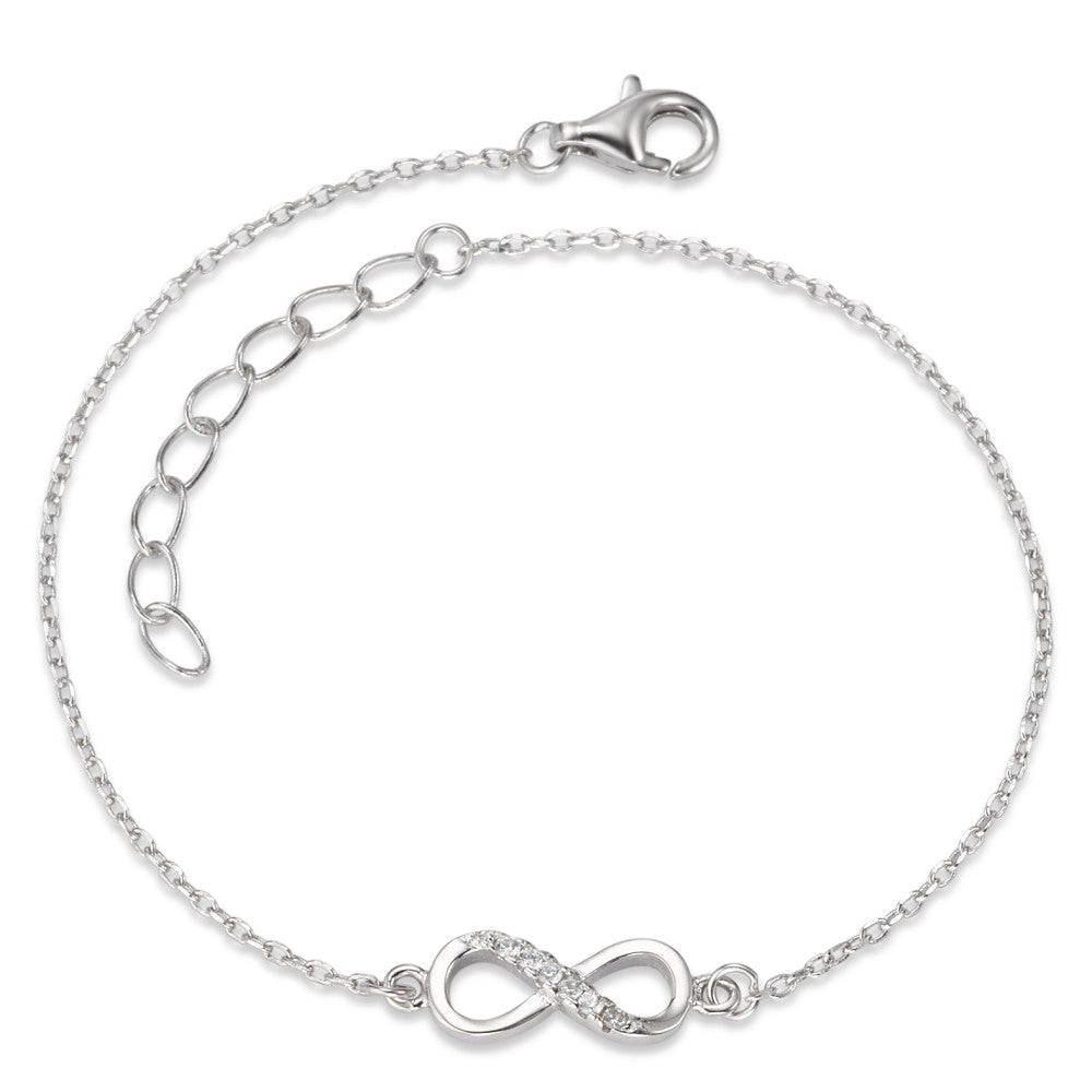 Armband Silber Zirkonia 6 Steine rhodiniert Infinity verstellbar