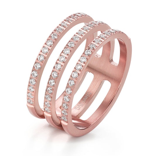 Fingerring Edelstahl Zirkonia rosé IP beschichtet