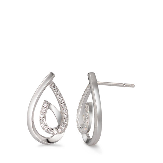 Clous d'oreilles Argent Zircone Rhodié